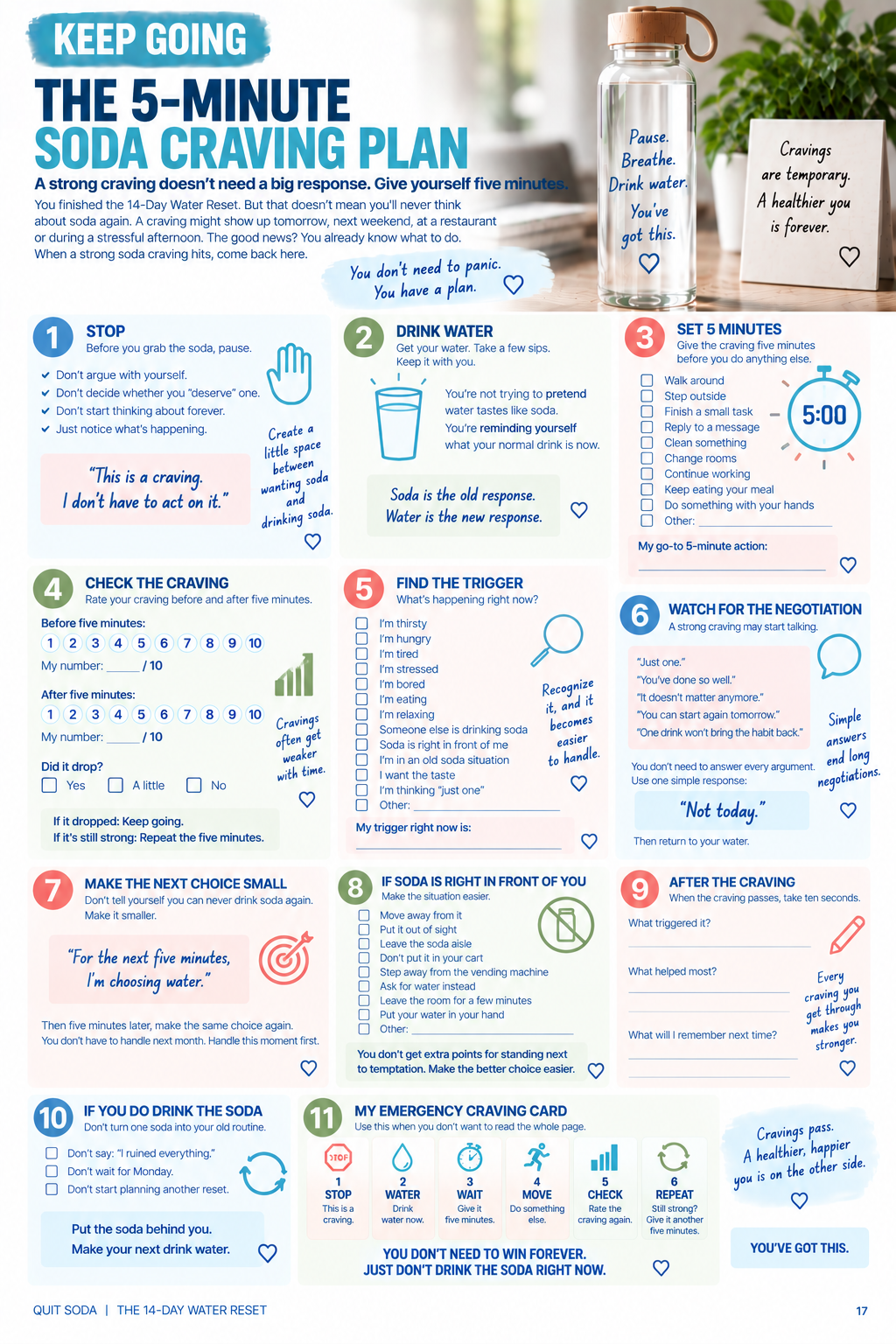 5-Minute Soda Craving Plan workbook page